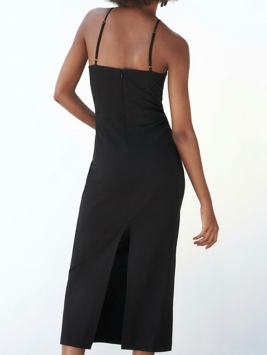 ZARA Black Cut-Out Midi Dress with Appliqué Bloggers Favourite Maxi Summer - Picture 3 of 16